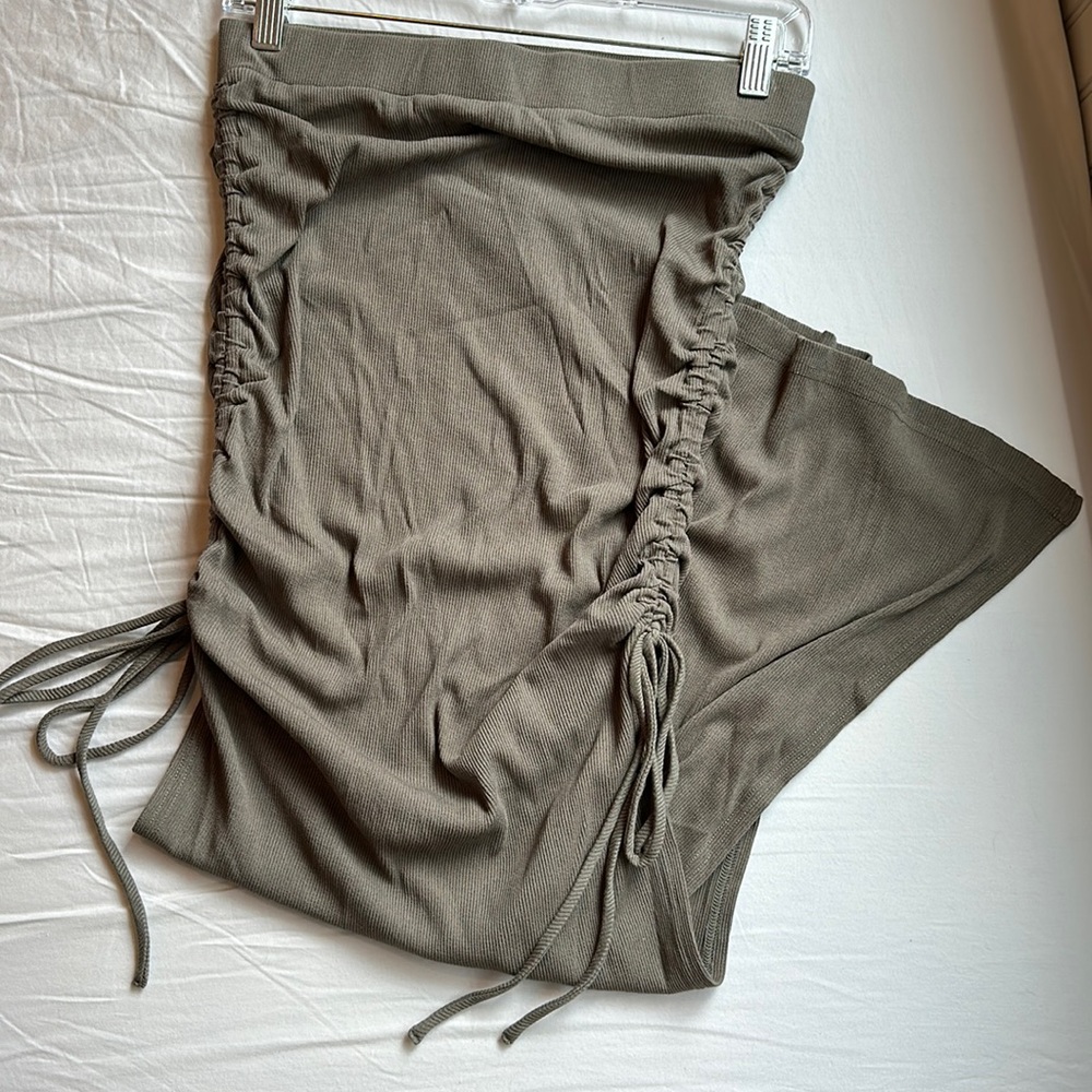 Ruched body-con maxi skirt